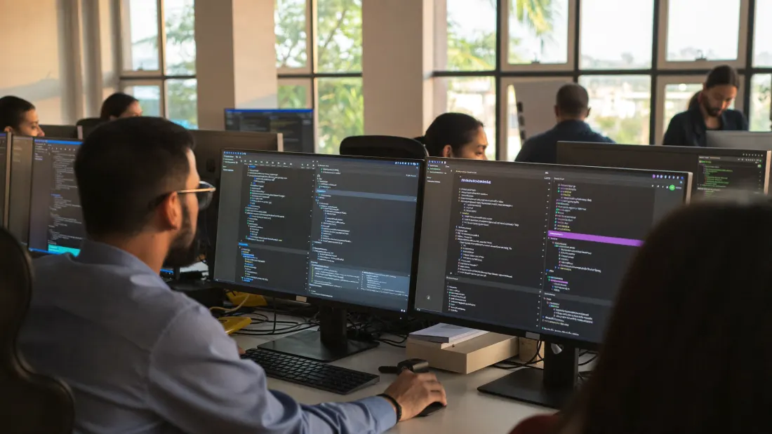 AI-generated illustration for: OpenAI says coding agents now run 3.1 work-days for every human research day